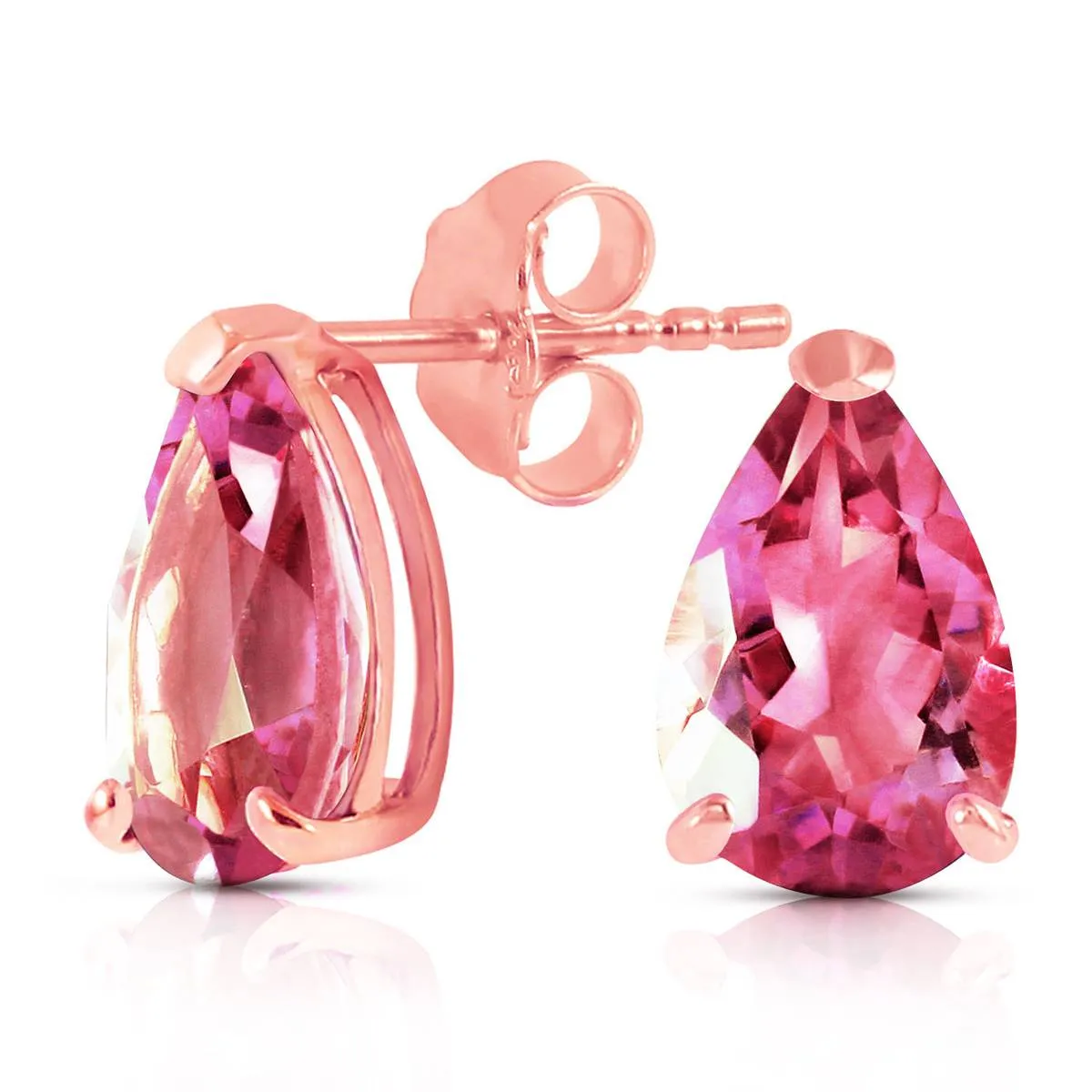 3.15 Carat 14K Solid Rose Gold Allure Pink Topaz Stud Earrings