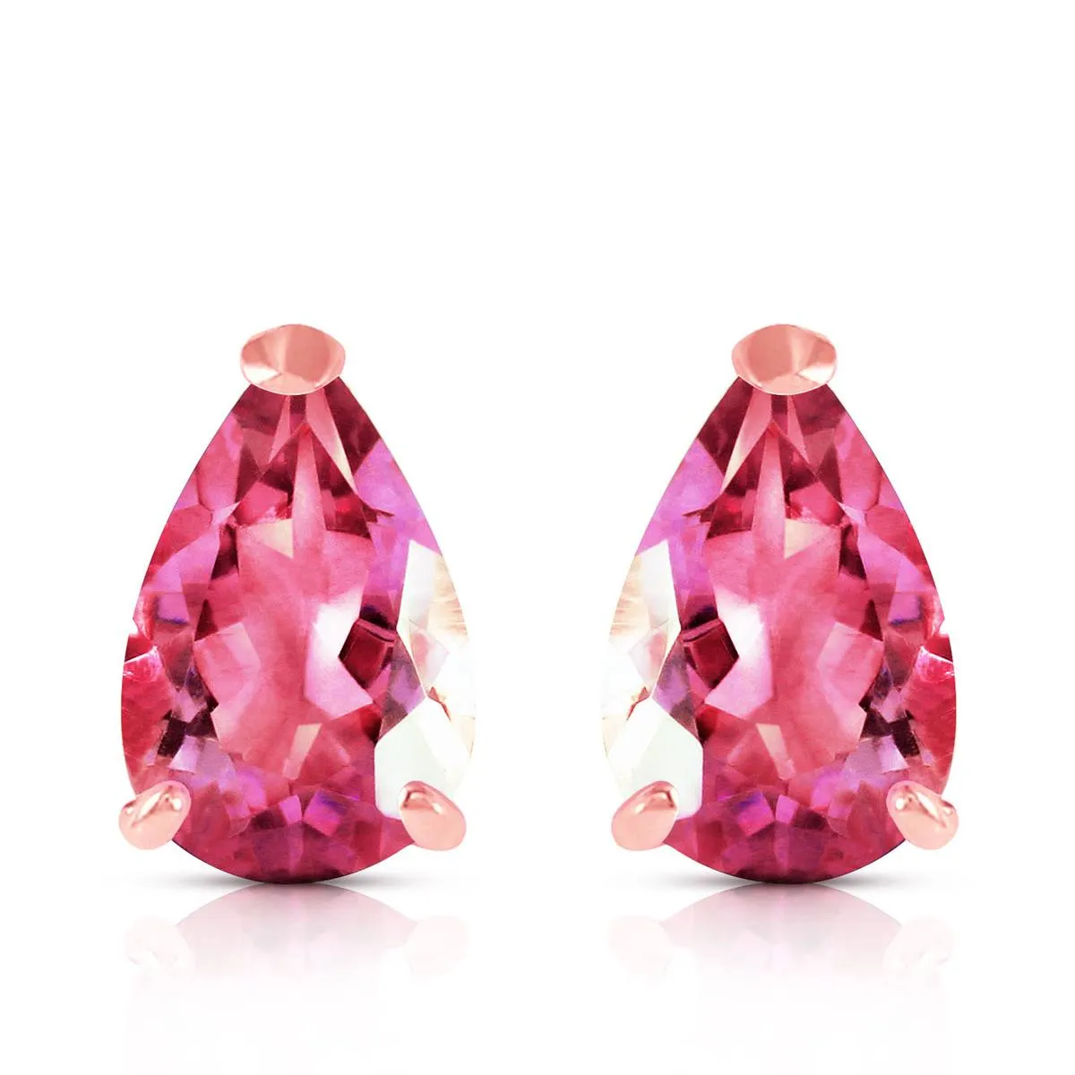 3.15 Carat 14K Solid Rose Gold Allure Pink Topaz Stud Earrings