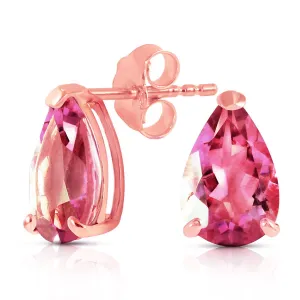 3.15 Carat 14K Solid Rose Gold Allure Pink Topaz Stud Earrings