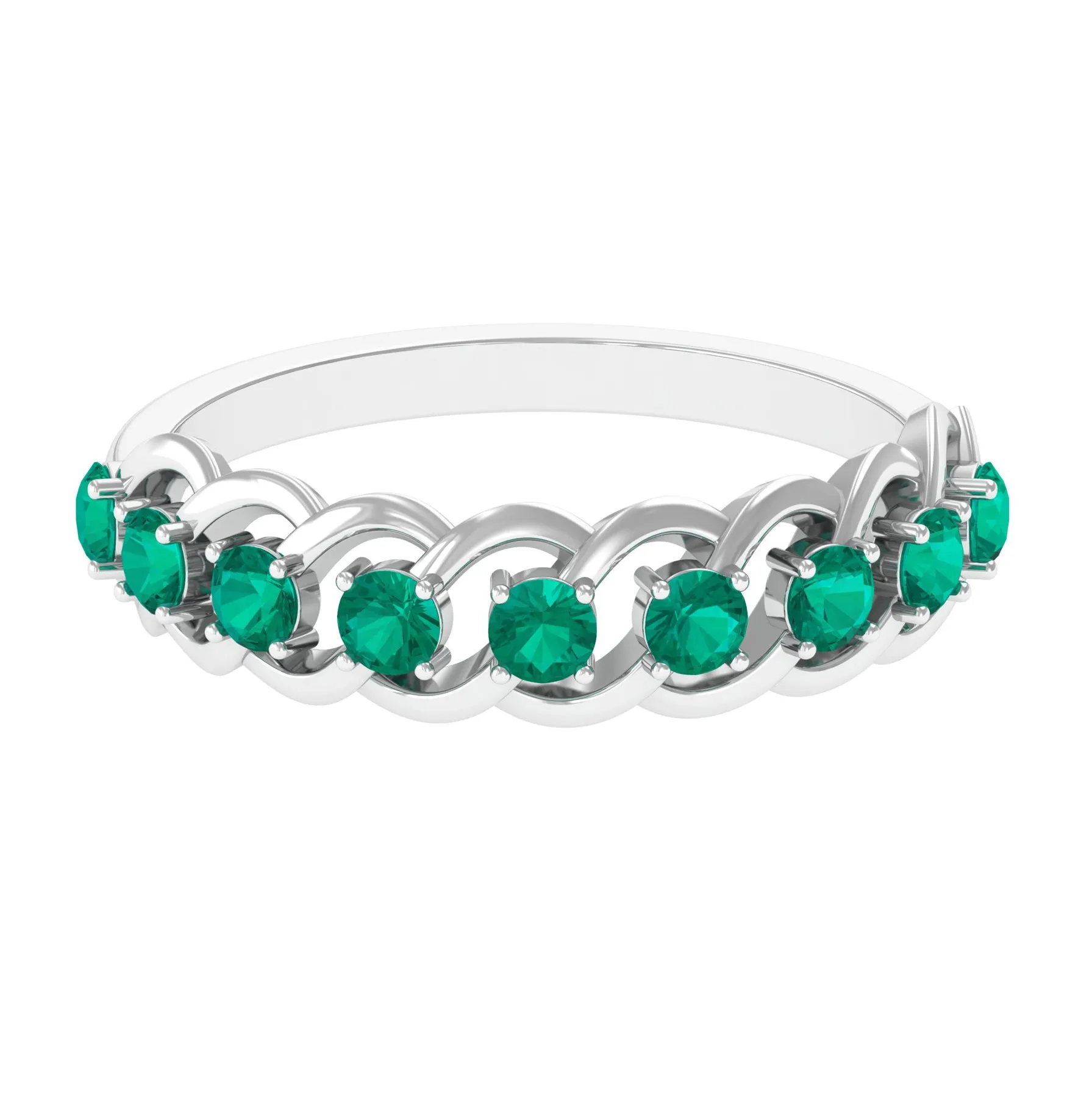 3/4 CT Real Emerald Braided Half Eternity Ring