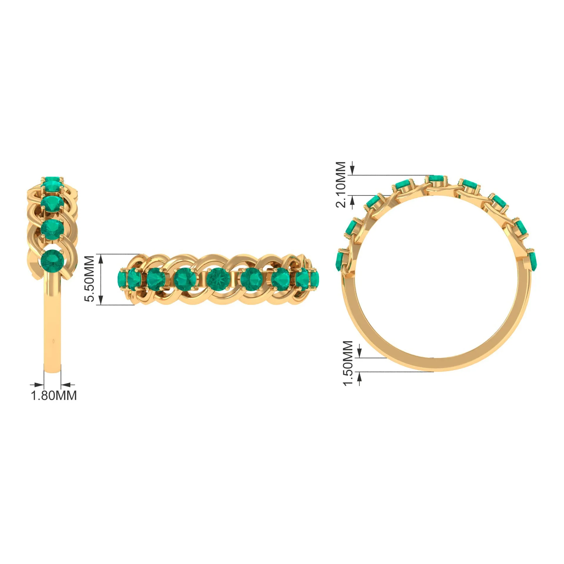 3/4 CT Real Emerald Braided Half Eternity Ring