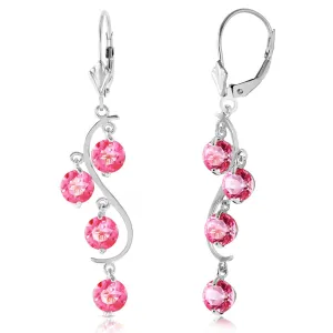 4.95 Carat 14K Solid White Gold Chandelier Earrings Natural Pink Topaz