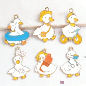 5 PCS/Package 19.5*30.5mm 19.5*31mm 21*29mm Hole 2~2.9mm Alloy Alloy Animal Letter Duck Pendant