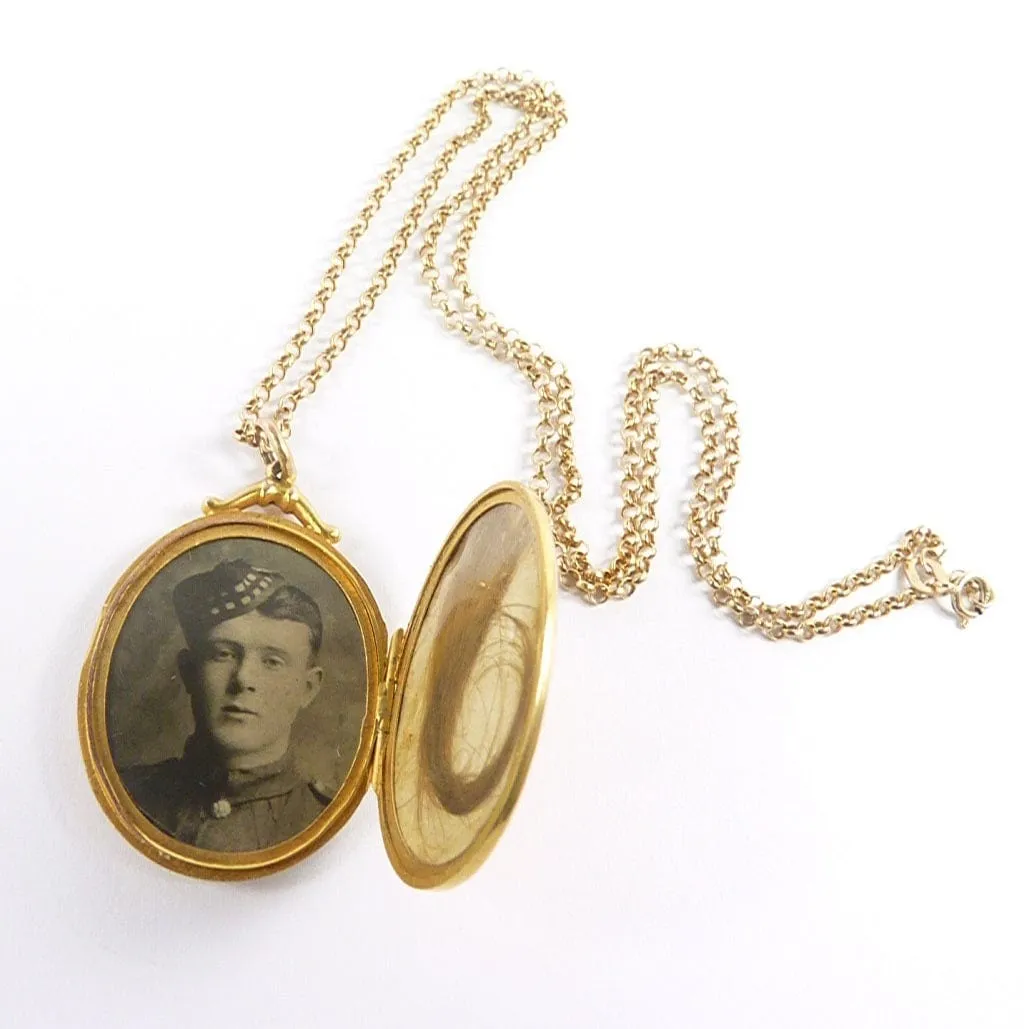 5th Battalion Seaforth Highlanders Solid Gold Mourning Locket Necklace