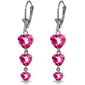 6 Carat 14K Solid White Gold Love Knows No Plots Pink Topaz Earrings