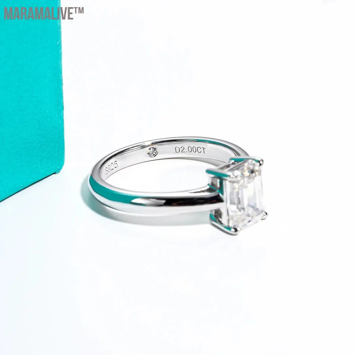 6x8mm 2ct Emerald Cut Moissanite Engagement Wedding Ring 925 Sterling Silver Rings For Women Jewelry