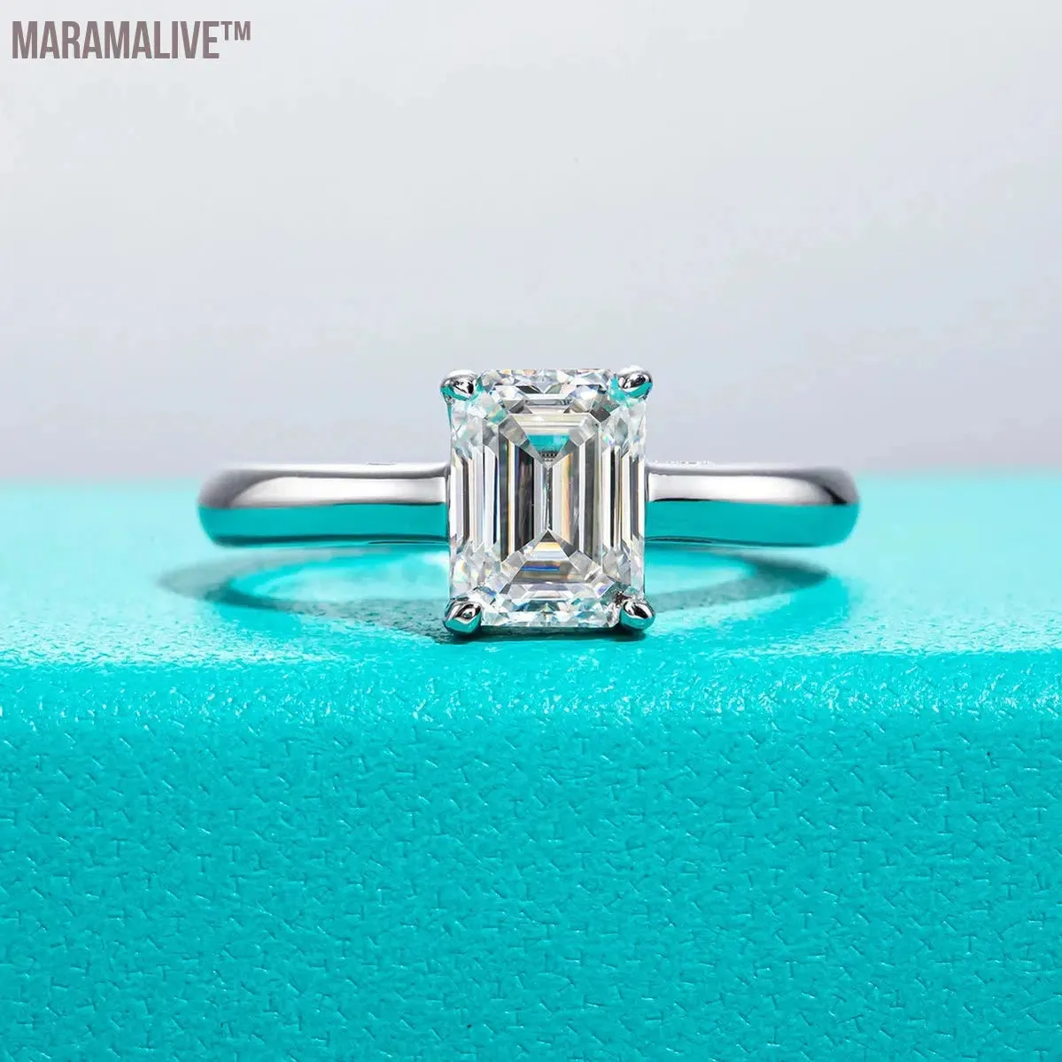 6x8mm 2ct Emerald Cut Moissanite Engagement Wedding Ring 925 Sterling Silver Rings For Women Jewelry