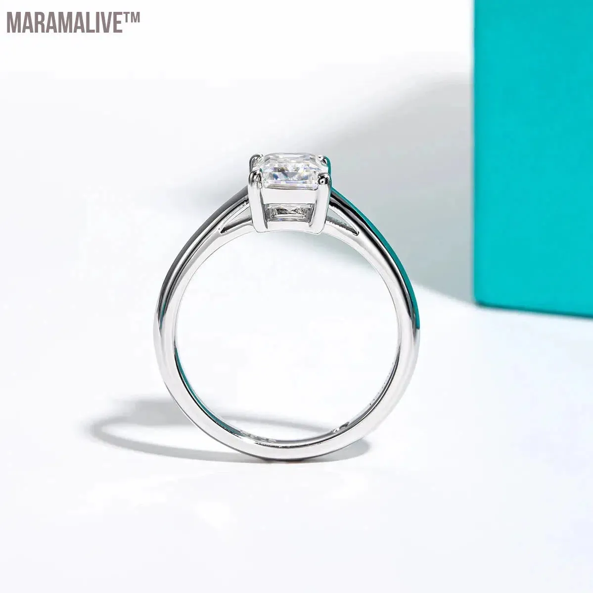 6x8mm 2ct Emerald Cut Moissanite Engagement Wedding Ring 925 Sterling Silver Rings For Women Jewelry