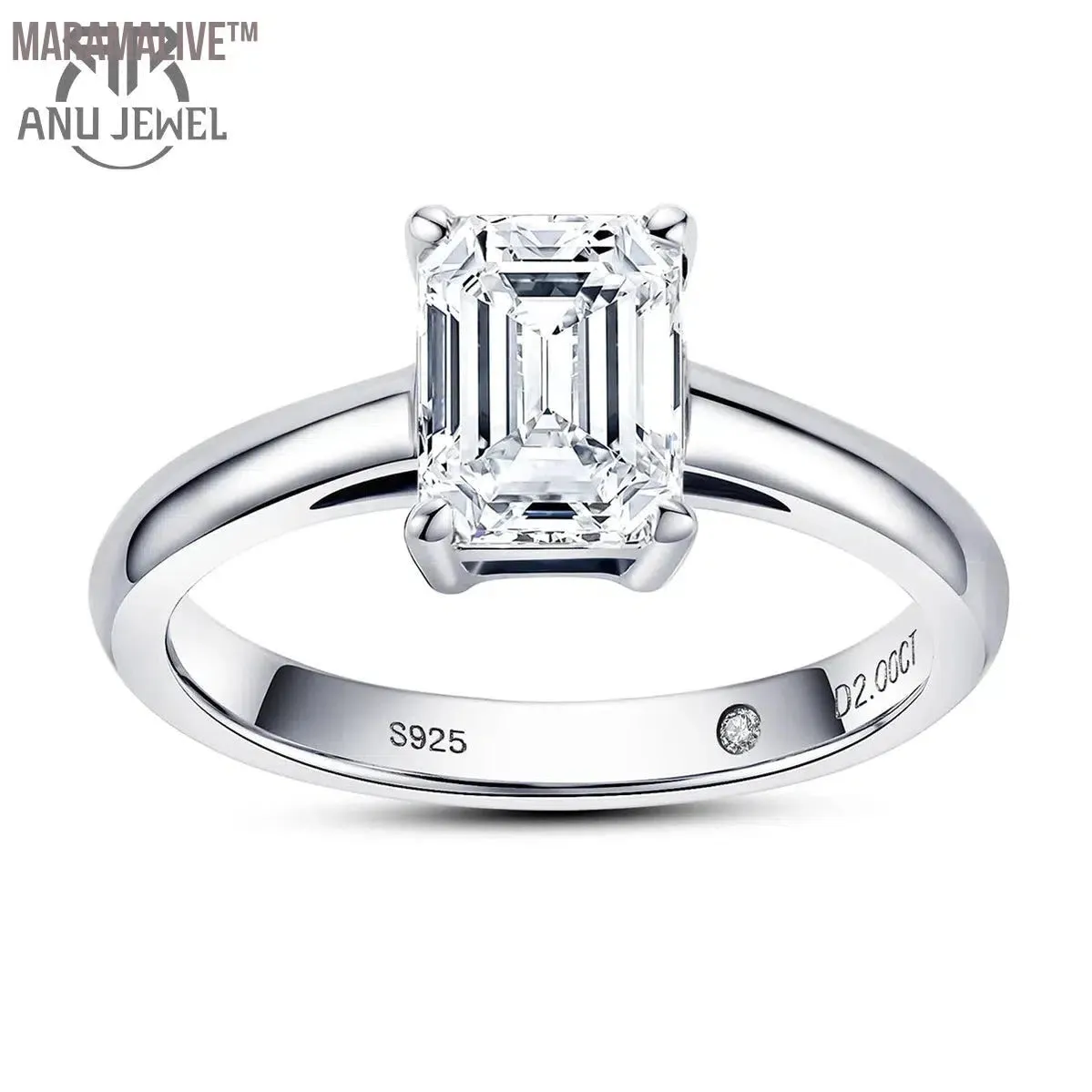 6x8mm 2ct Emerald Cut Moissanite Engagement Wedding Ring 925 Sterling Silver Rings For Women Jewelry