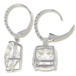 7.2 Carat 14K Solid White Gold Flourish White Topaz Earrings