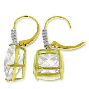 7.35 Carat 14K Solid Yellow Gold Perdita White Topaz Diamond Earrings