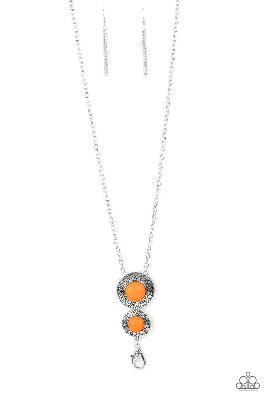 Abstract Artistry Orange Paparazzi Lanyard Necklace