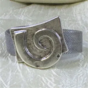 Affordable  Cuff  Bracelet with Large Silver Abstract Focus