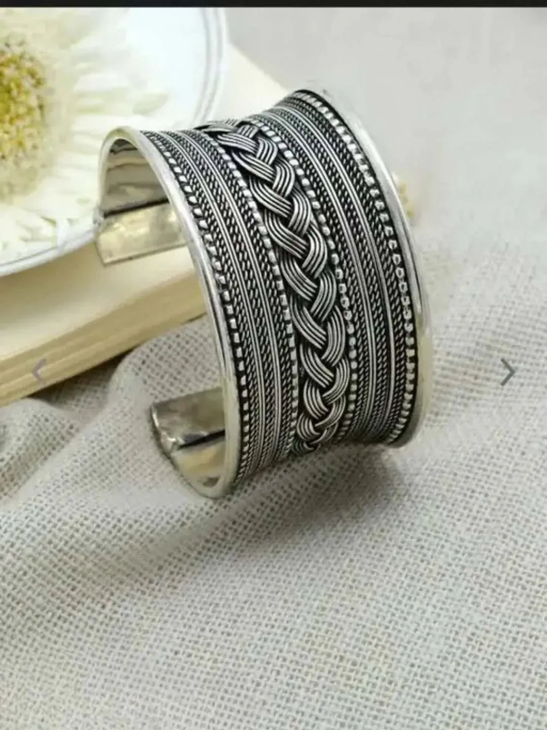 Afghani Boho German Silver Cuff Bracelet