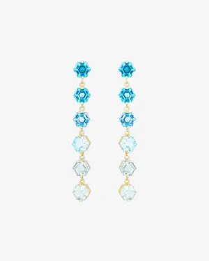 Amalfi Hexagon Cut Blue Ombre Midi Drop Earrings