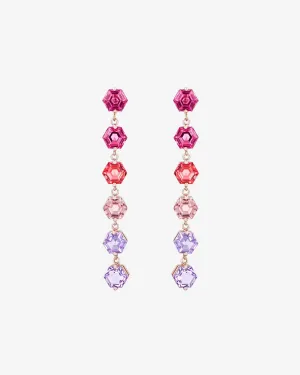 Amalfi Hexagon Cut Pink Ombre Midi Drop Earrings