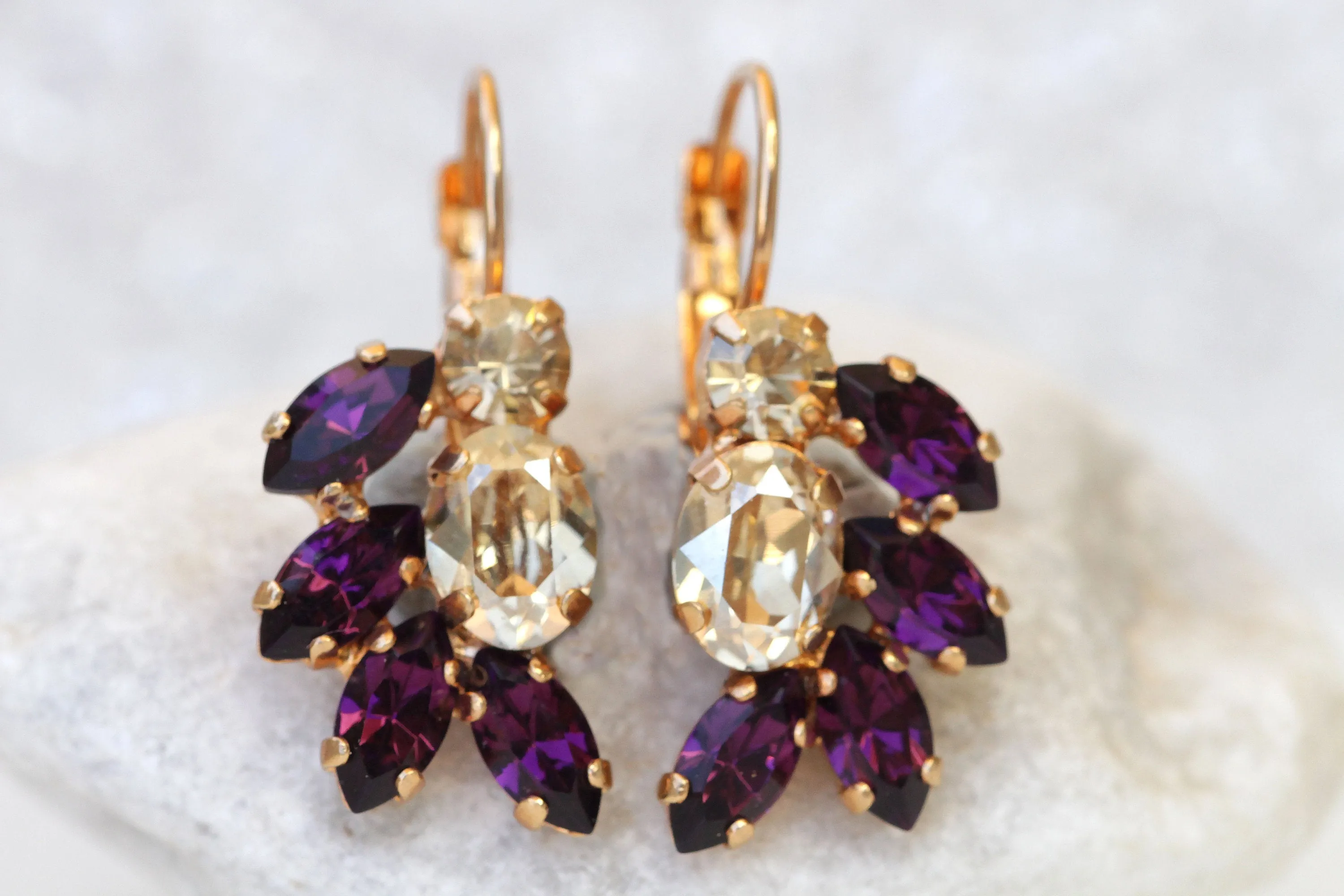 AMETHYST GOLD  EARRINGS