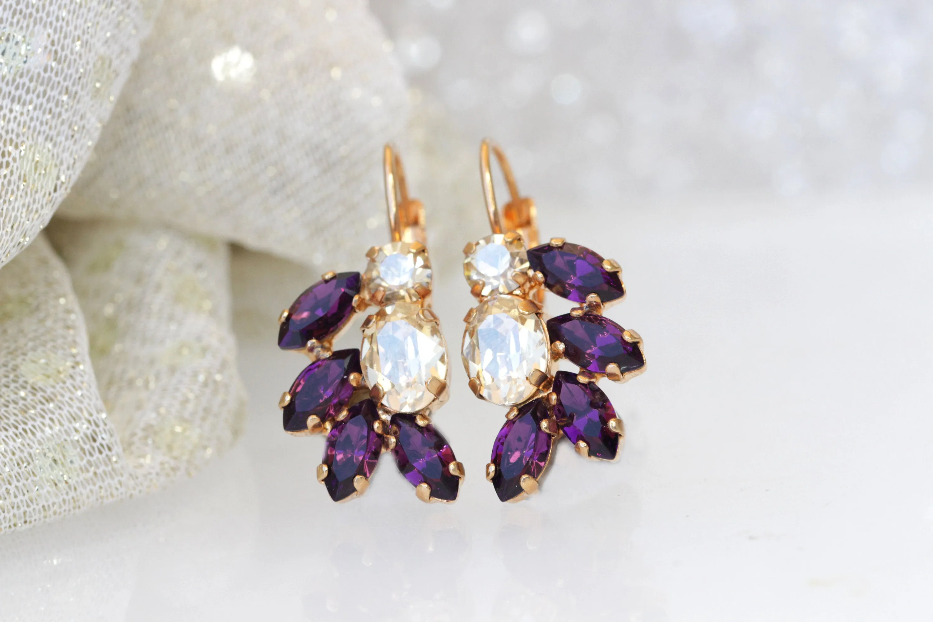 AMETHYST GOLD  EARRINGS