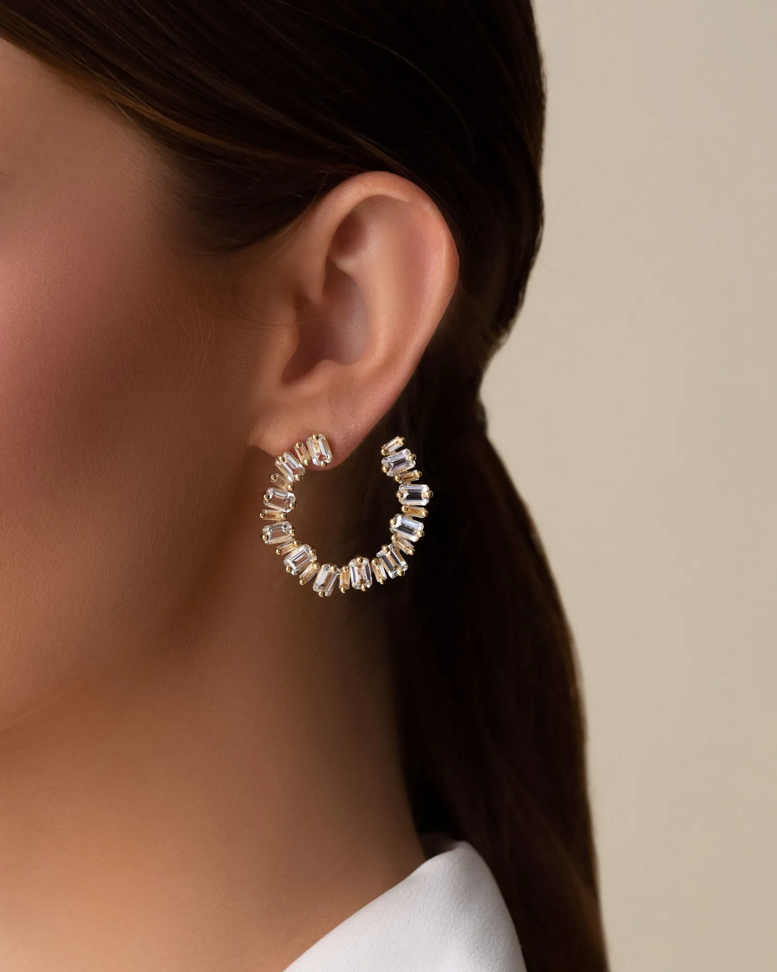 Ann White Topaz Milli Sideways Hoops