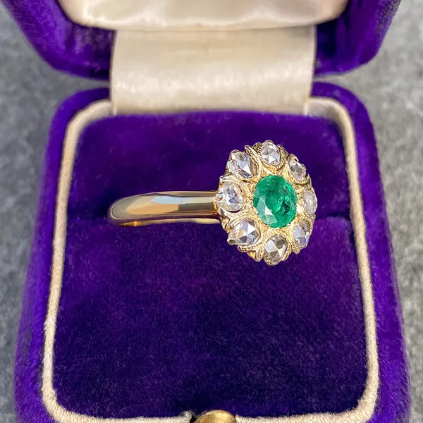 Antique Emerald & Rose Cut Diamond Ring