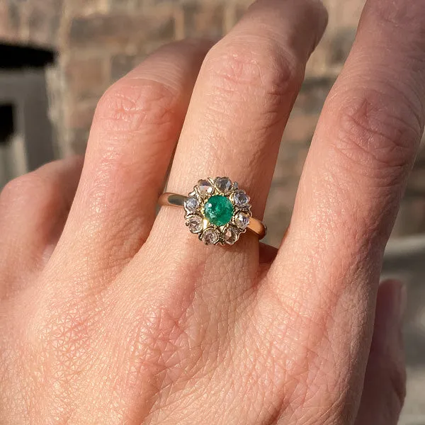 Antique Emerald & Rose Cut Diamond Ring