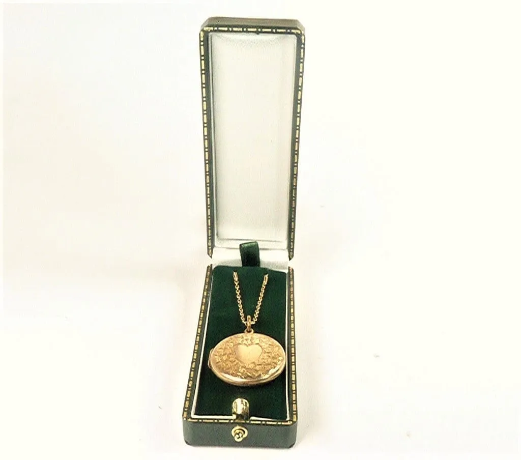 Antique Fully Hallmarked 9 Carat Rose Gold Locket And 18 Inch 9 Carat Rose Gold Necklace 1909