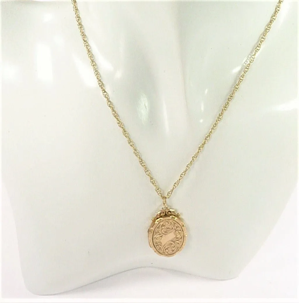 Antique Fully Hallmarked Yellow Gold Locket 1913 With Ornate Antique Hallmarked Gold 20 Inch Necklace