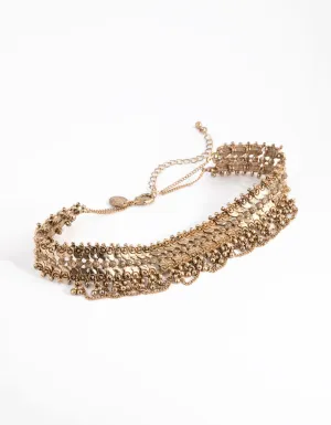 Antique Gold Mesh Chain Choker