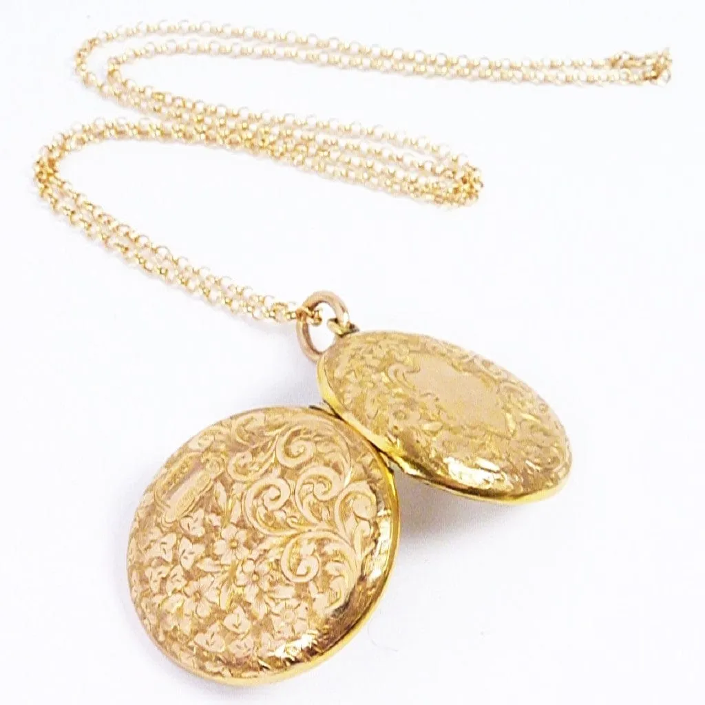 Antique Solid Gold Portrait Locket On 18 Inch 9ct Gold Necklace