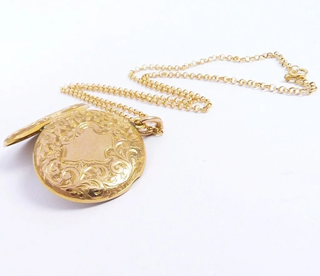 Antique Solid Gold Portrait Locket On 18 Inch 9ct Gold Necklace