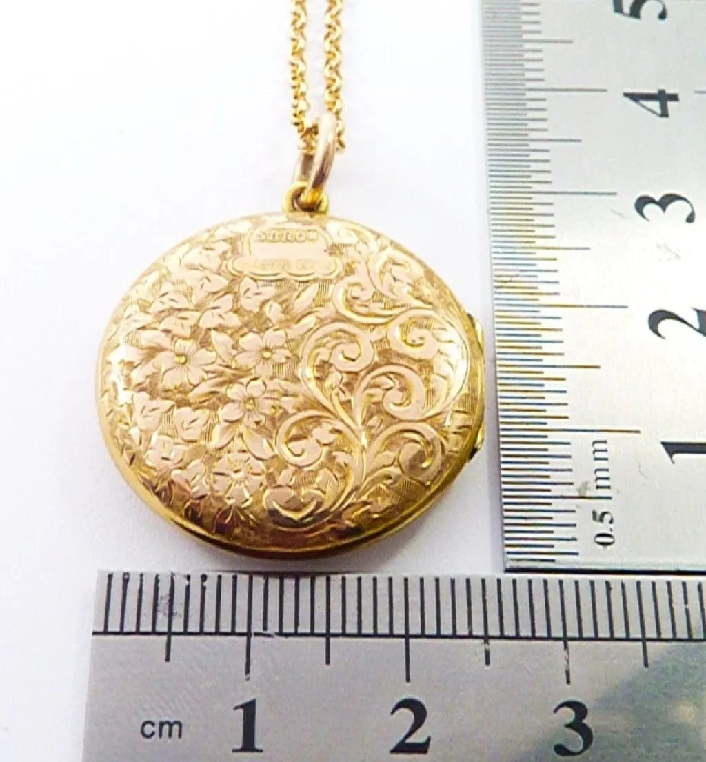 Antique Solid Gold Portrait Locket On 18 Inch 9ct Gold Necklace