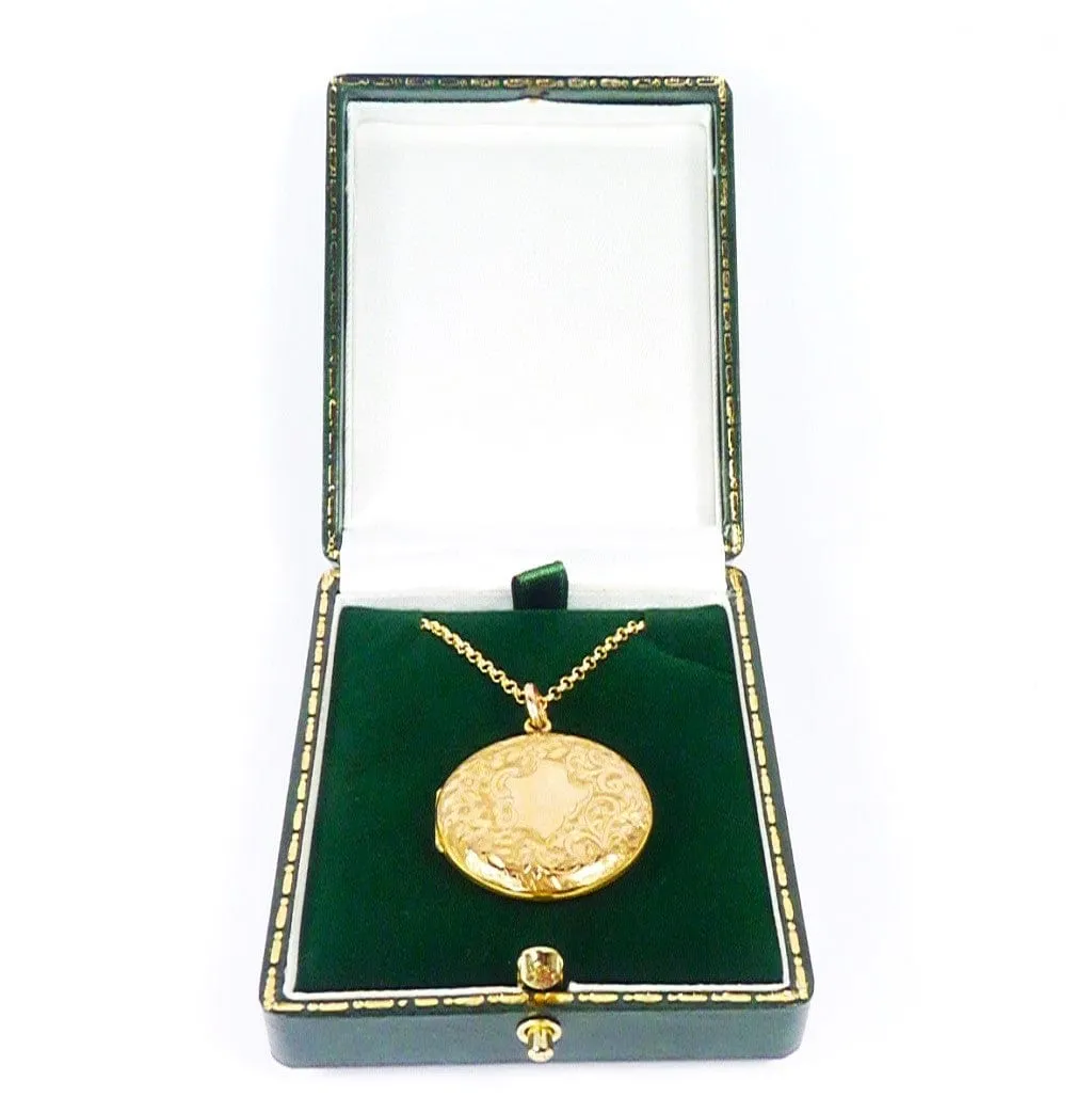 Antique Solid Gold Portrait Locket On 18 Inch 9ct Gold Necklace