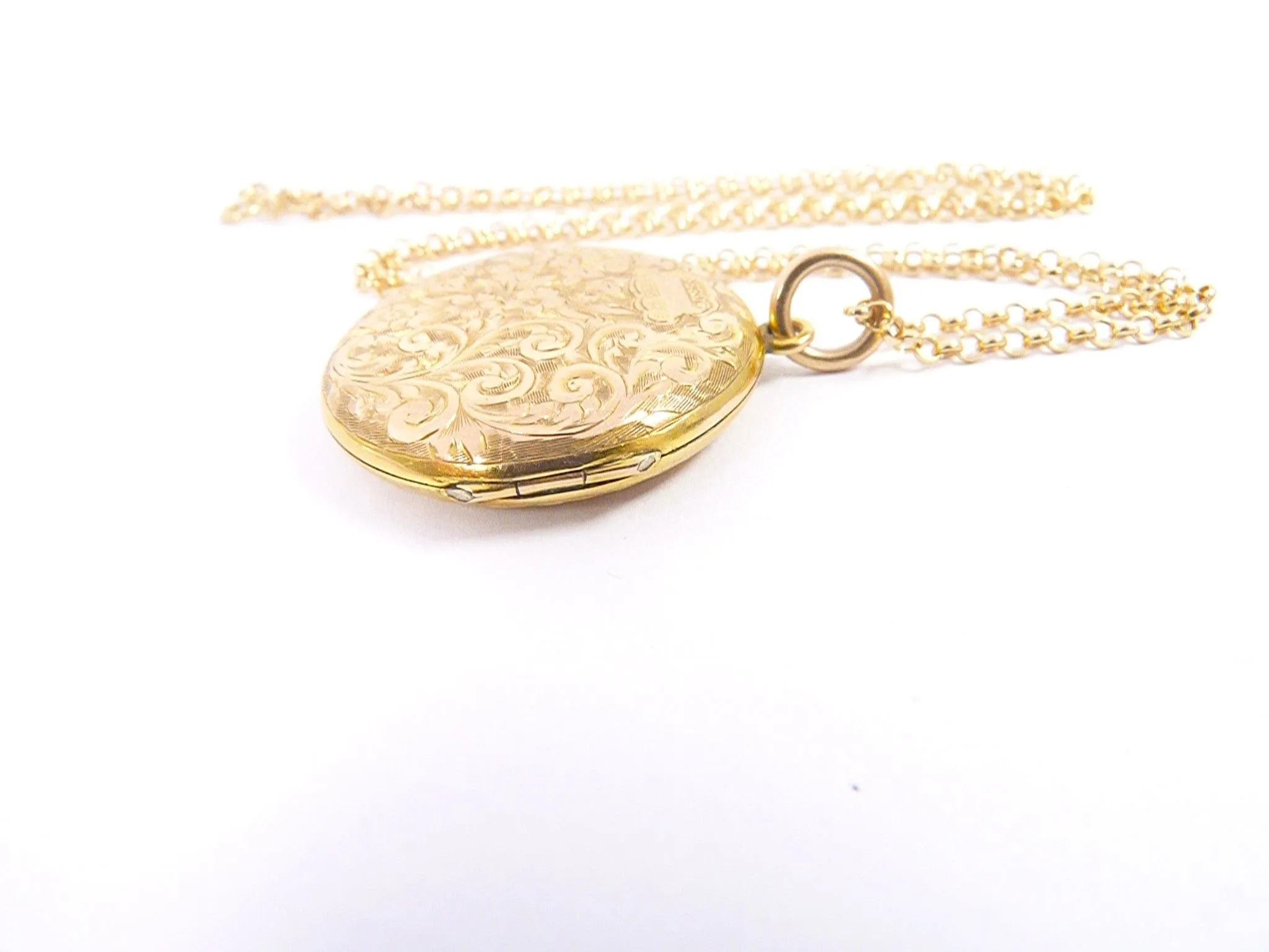 Antique Solid Gold Portrait Locket On 18 Inch 9ct Gold Necklace