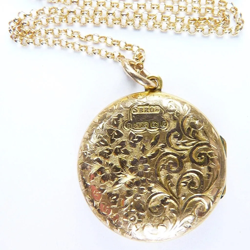 Antique Solid Gold Portrait Locket On 18 Inch 9ct Gold Necklace