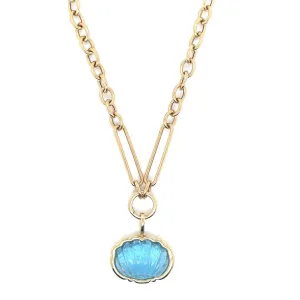 Aquamarine Carved Shell Shaped Pendant Necklace