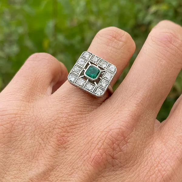 Art Deco Emerald & Diamond Ring