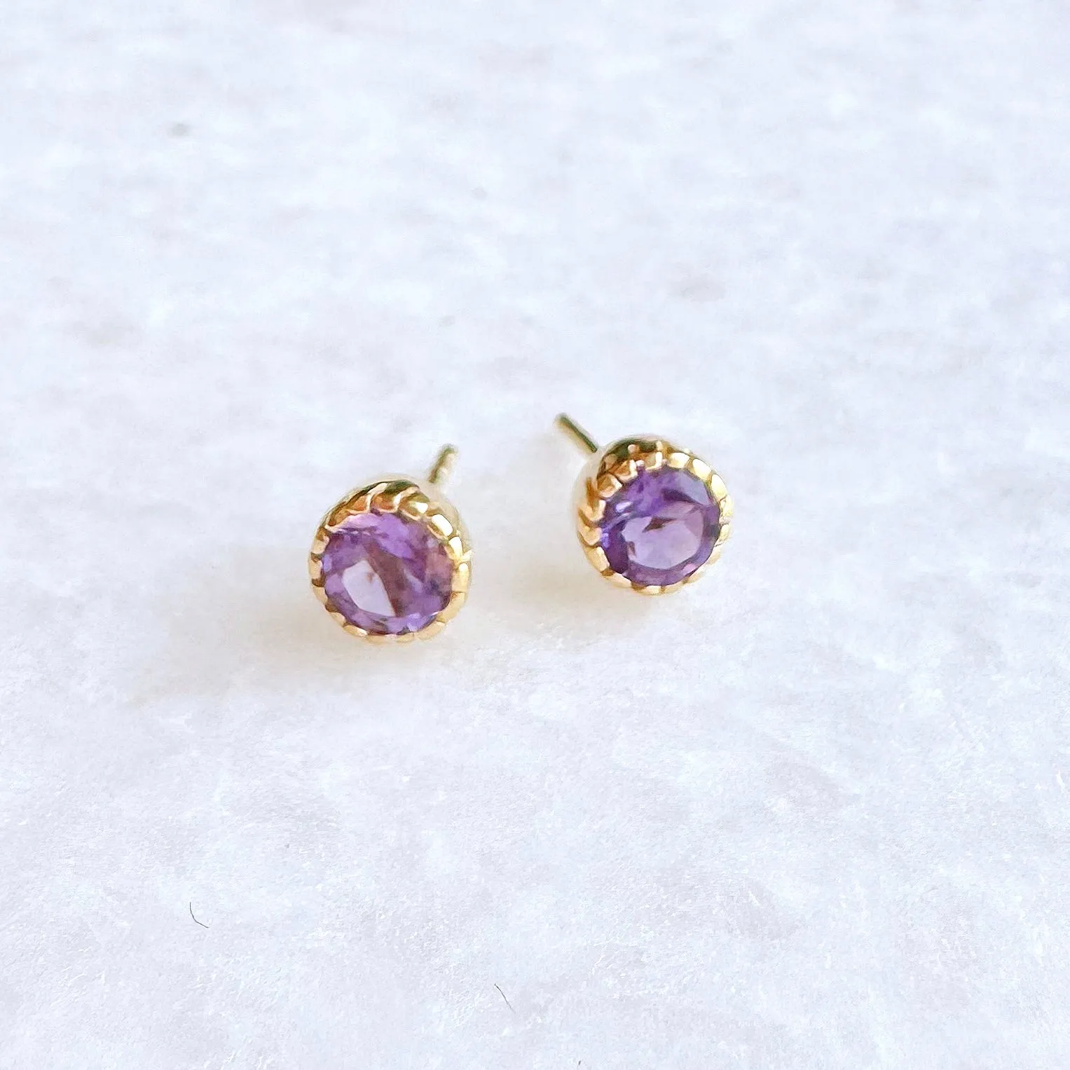 Artisan Stud Earrings: Gold Vermeil Amethyst