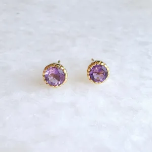 Artisan Stud Earrings: Gold Vermeil Amethyst