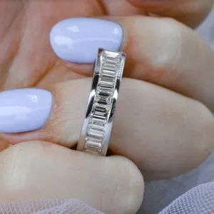 Astonishing 4.00 CT Emerald Cut Diamonds - Eternity Ring in Platinum