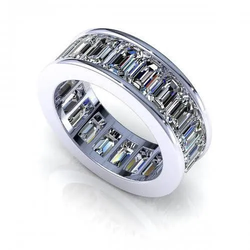 Astonishing 4.00 CT Emerald Cut Diamonds - Eternity Ring in Platinum