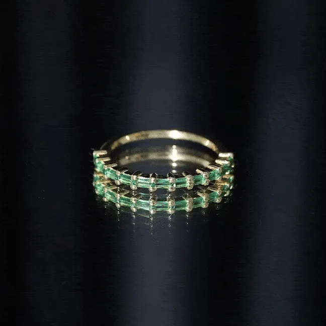 Baguette Cut Lab Grown Emerald Stackable Ring