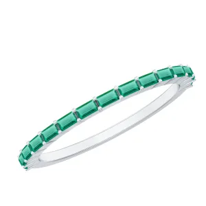 Baguette Cut Lab Grown Emerald Stackable Ring