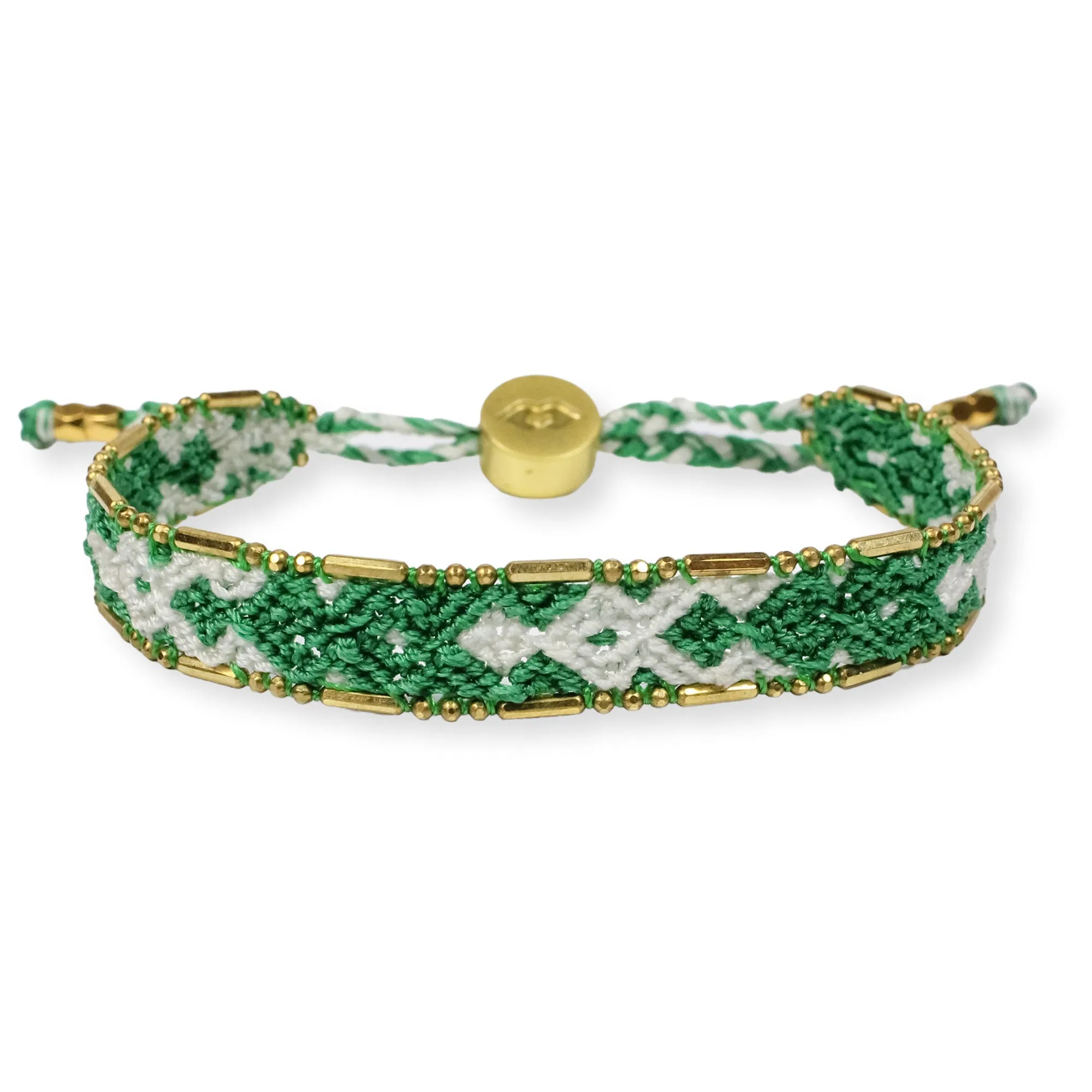 Bali Friendship Bracelet - Green and White