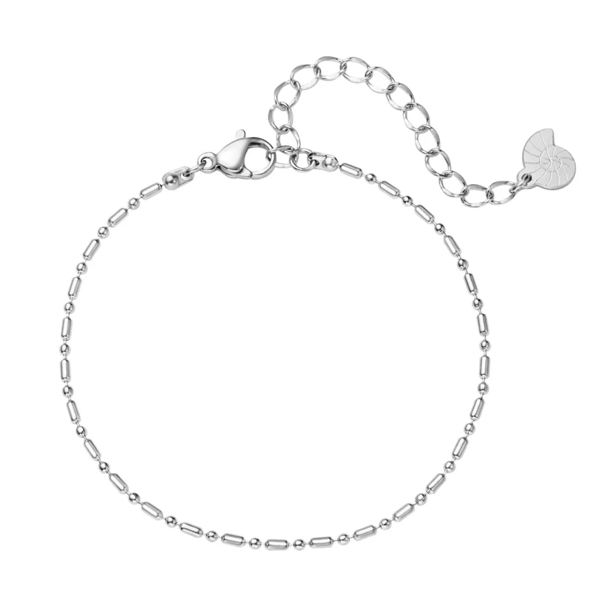 Bead and Bar Chain Bracelet Silver