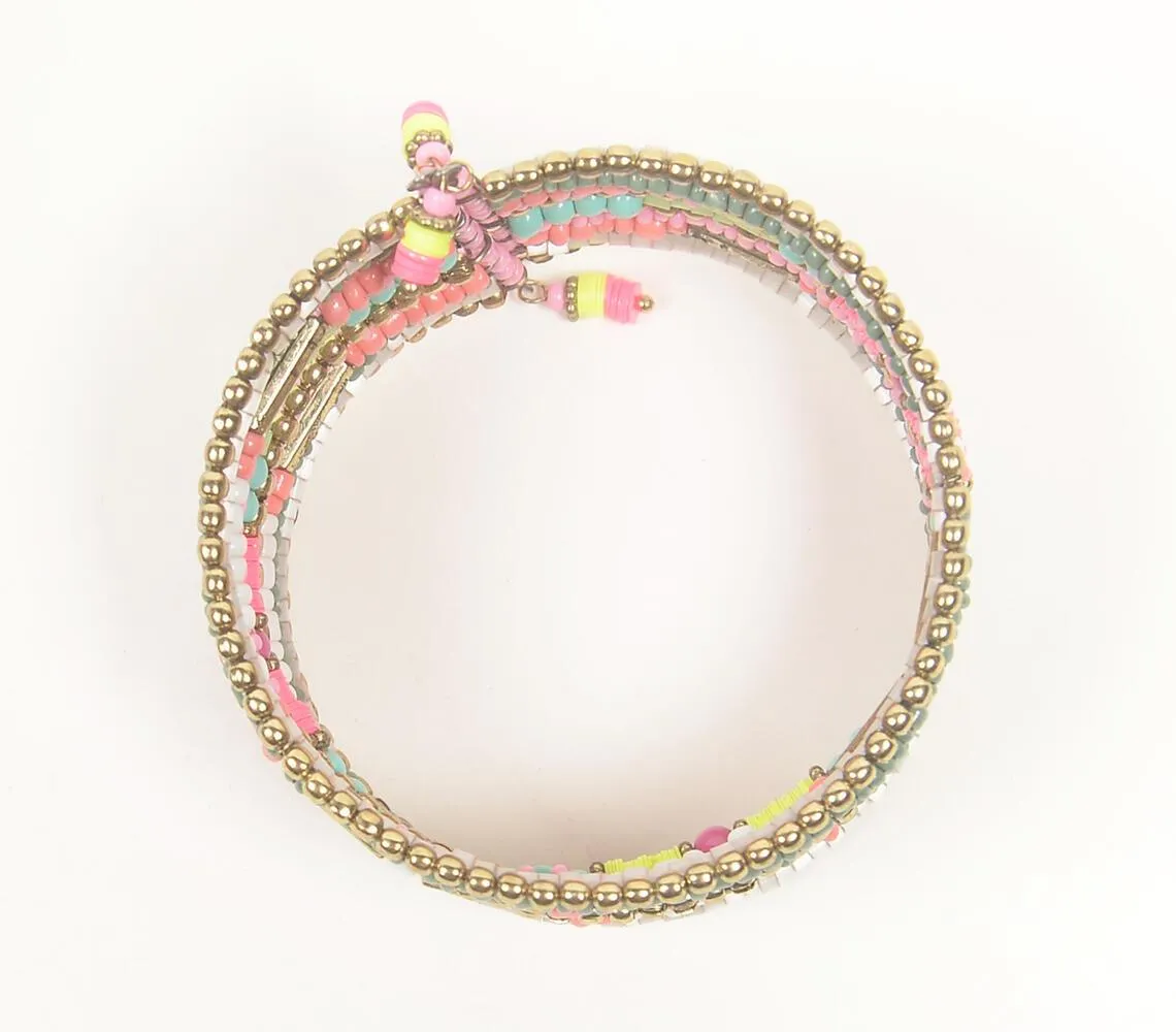 Beaded Neon-Pastel Stacked Boho Bracelet