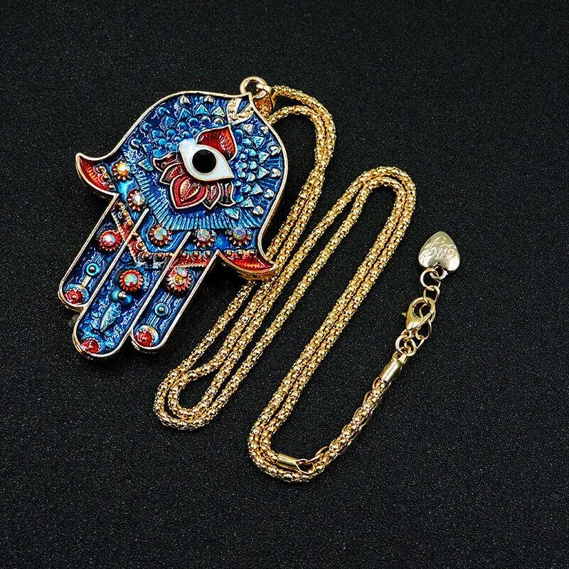 Betsey Johnson Ancient Egypt Eyes Palm Navy Blue Pendant Necklace