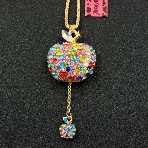 Betsey Johnson Apple Multi-Color Crystal Necklace