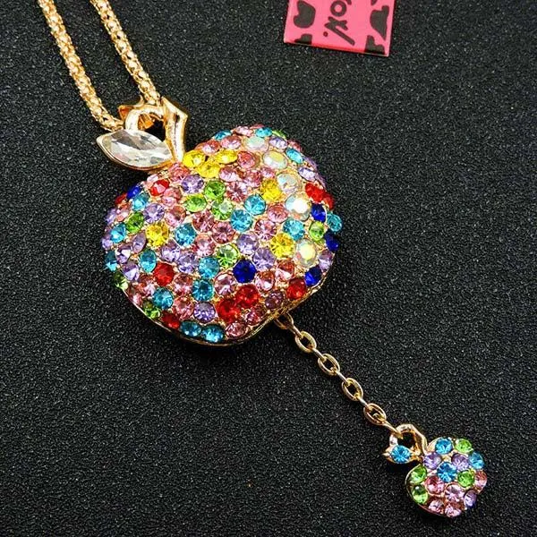 Betsey Johnson Apple Multi-Color Crystal Necklace