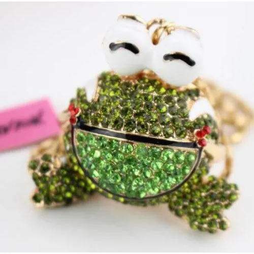 Betsey Johnson Big Eyed Frog Moving Legs Gold Necklace