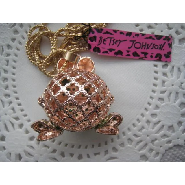 Betsey Johnson Big Eyed Frog Moving Legs Gold Necklace